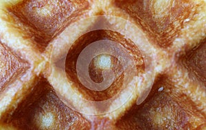 Top View of Macro Shot of Fresh Baked Belgian Waffle for Food Texture, Background