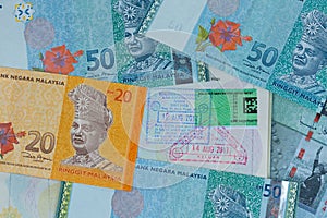 Malaysian Ringgit MYR, different Malaysia dollar banknote mone