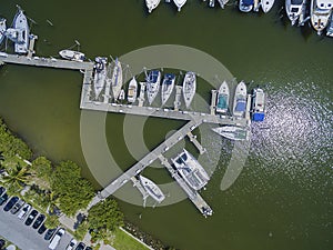 Top view marina in Island Park