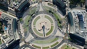Top View of Marques de Pombal Square, Lisbon, Portugal.