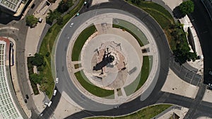 Top View of Marques de Pombal Square, Lisbon, Portugal