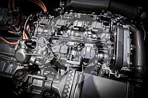 Mechanical part of an engine close up.