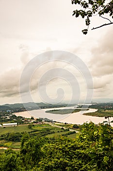Top view of Mekong river at Chiang Saen city