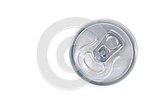 Top of view of metal aluminum beverage drink can