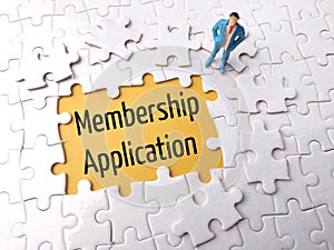 Top view miniature people with text Membership Application