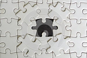 Top view of missing jigsaw. Customizable empty space on jigsaw for text