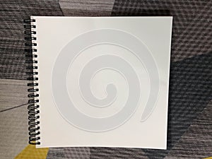 Top view mock up blank sheet of notebook page for message as background