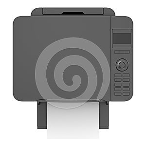 Top view of modern black office multifunction printer isolated