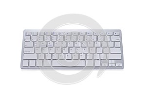 Top view of Modern computer keyboard isolated on white background with clipping path. material made from aluminum and plastic.