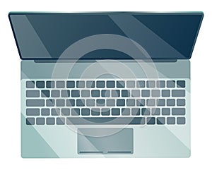 Top view of modern laptop computer with touchpad. Isolate on white background