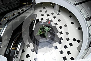 Top view of a modern mall interior