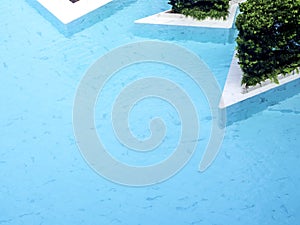 Top view of modern minimalist villa pool background.