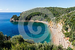 Top view of the Mogren beach, Budva, Montenegro photo