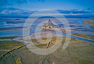 Top view of the Mont Saint Michel Bay, Normandy France