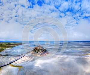 Top view of the Mont Saint Michel Bay, Normandy France