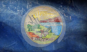 Top view of Montana 1905 1981 , USA flag, no flagpole. Plane design layout. Flag background