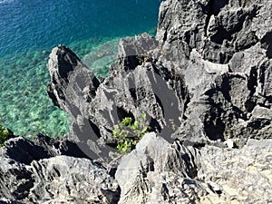 Top view from the mountains and the sea, sunny day at ElNido, Philippine