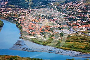 The Top View Of Mtskheta, Georgia, The Old Town Lies At The Confluence Of The Rivers Mtkvari And Aragvi