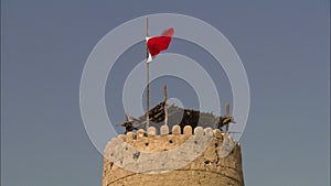 Top view - mud-brick tower, Al Fihidi Fort, Dubai