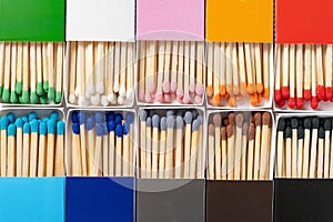 Top view multicolor matchboxes