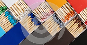 top view multicolor matchboxes