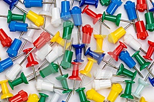 Top view of multicolor push pins