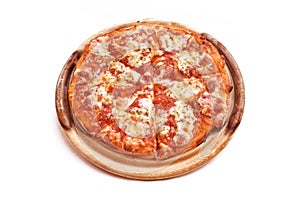 Top view of Napoliano PIZZA on white background.