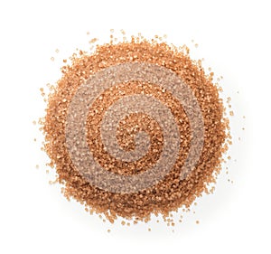 Top view of natural unrefined granulated brown sugar