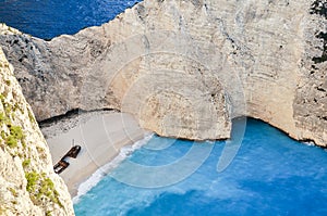 Top view on Navagio Shipwreck.