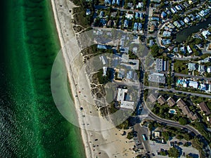 Top view of neighborhood close to the beach