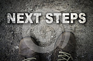 Top View of Next Steps text with the boot photo