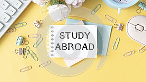 Top view notebook writing Study Abroad