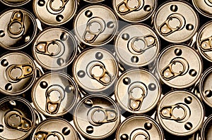 Top view of a number of tin cans