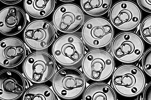 Top view of a number of tin cans