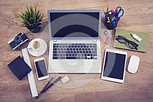 Top view office desk