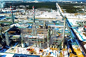 top view of the oil refinery