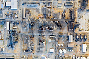 Top view of oil refinery plant chemical factory