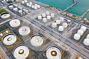 Top view of oil refinery plant chemical factory