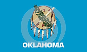 Top view of Oklahoma 1941 1988 , USA flag, no flagpole. Plane design layout. Flag background
