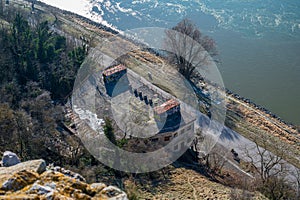 Top view of an old abandoned building on the Danube embankment in Bratislava
