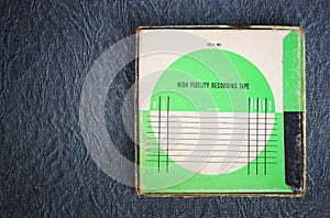 Top view of old retro sound recording box with room for text. filtered image