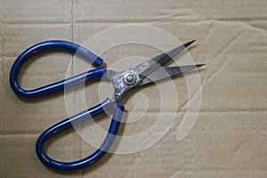 Top view old sharp scissors for paper cutting