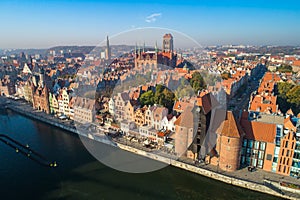 Top view of an old town in Gdansk, Poland.
