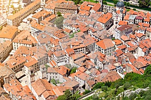 Top view of the old town in Kotor. Montenegro