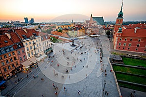 Top view of the old town in Warsaw