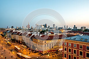 Top view of the old town in Warsaw