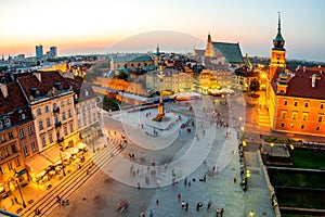 Top view of the old town in Warsaw