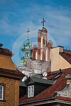 Top view of the old town of Warsaw Poland