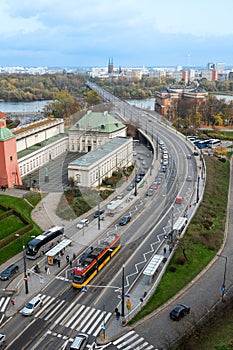 Top view of the old town of Warsaw Poland