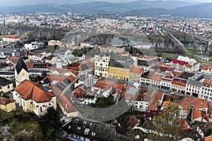 The top view of old Trencin from castle in west Slovakia